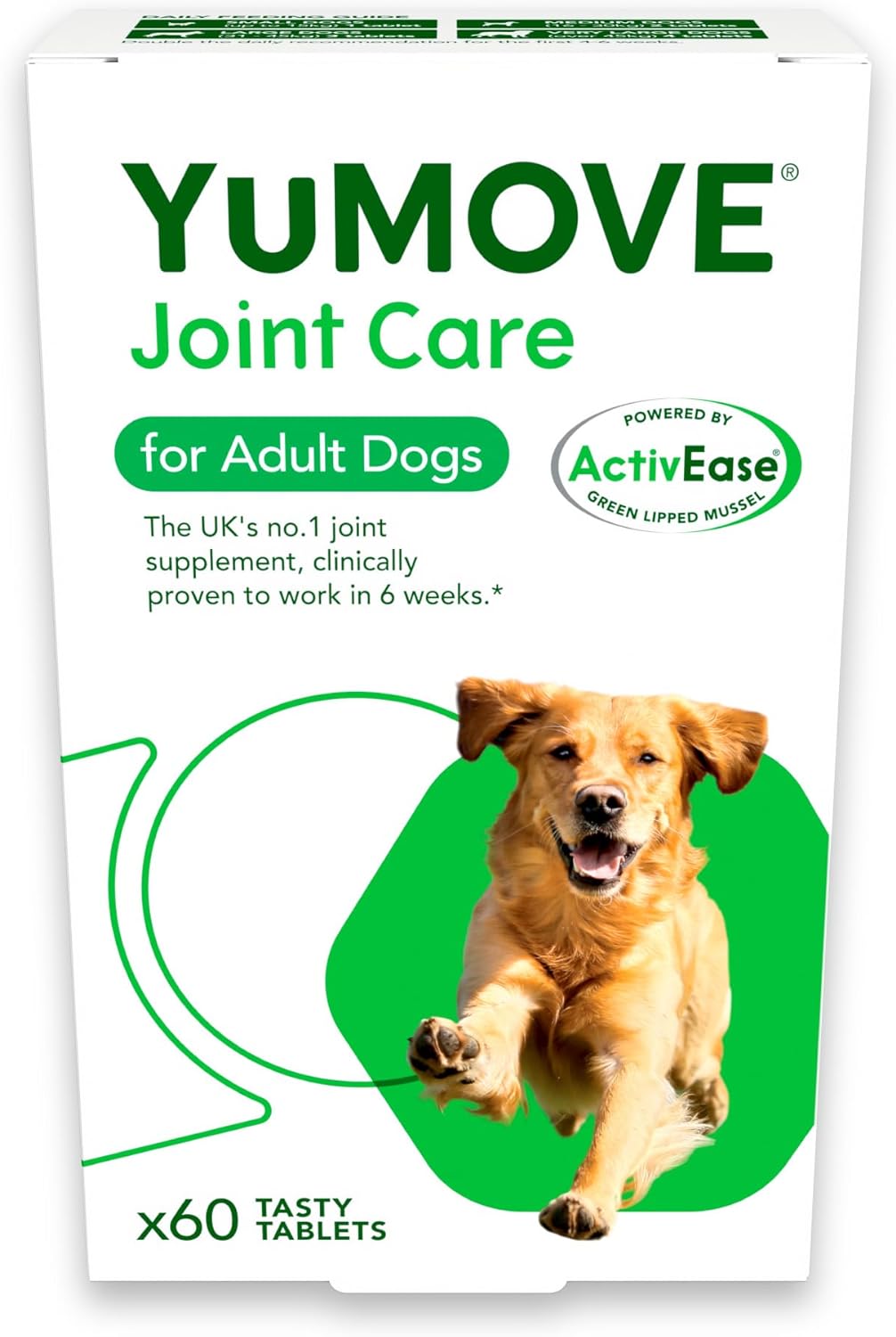 YuMOVE Adult Dog | Joint Supplement for Adult Dogs, with Glucosamine, Chondroitin, Green Lipped Mussel | Aged 6 to 8 | 60 Tablets