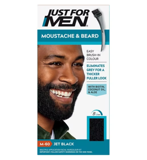 Just For Men Moustache & Beard Brush-In Colour Gel - Jet Black